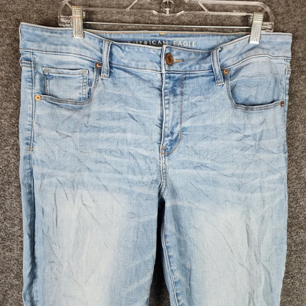 American Eagle Jeans Womens 16 Super Stretch Skinny Light Blue Denim EUC